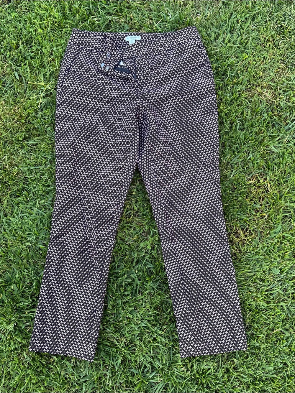 Carolina Belle Black and White Micro-Pattern Chinos